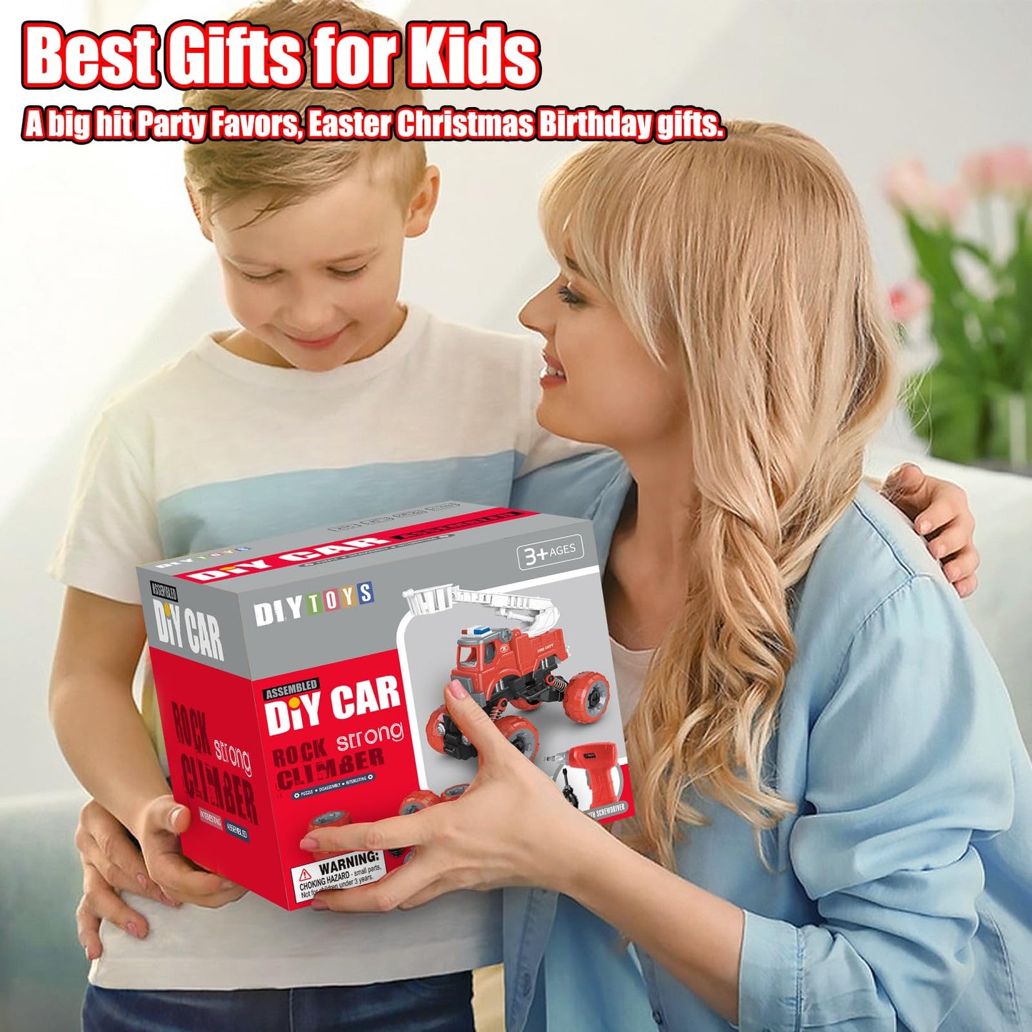 LUDILO 4Pcs Fire Truck Toys – Take Apart Set with Drill for 3-6 Year Olds