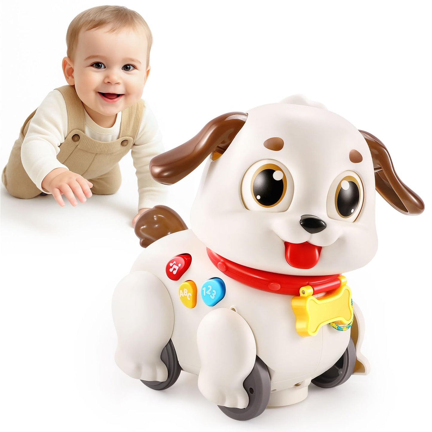 LUDILO Musical Puppy Pull-Along Toy for 6-18 Months – GO STOP Modes