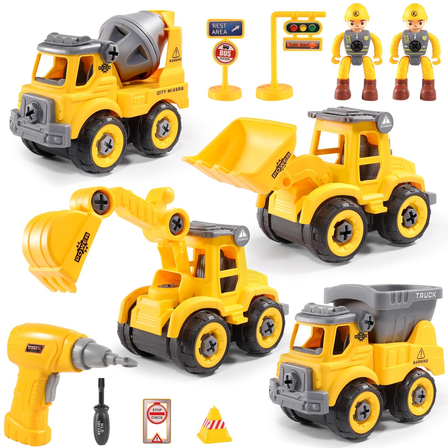 LUDILO Toddler STEM Building Toys – Mini DIY Construction Trucks for 3-5 Year Olds