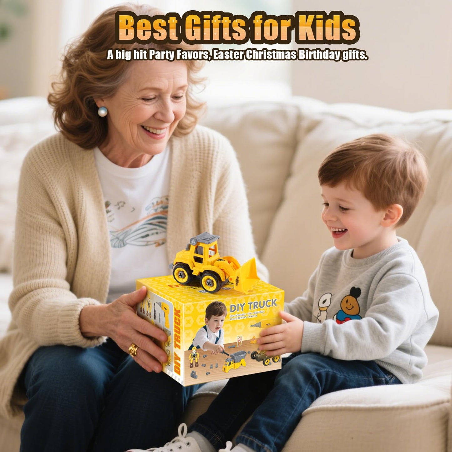 LUDILO Toddler STEM Building Toys – Mini DIY Construction Trucks for 3-5 Year Olds