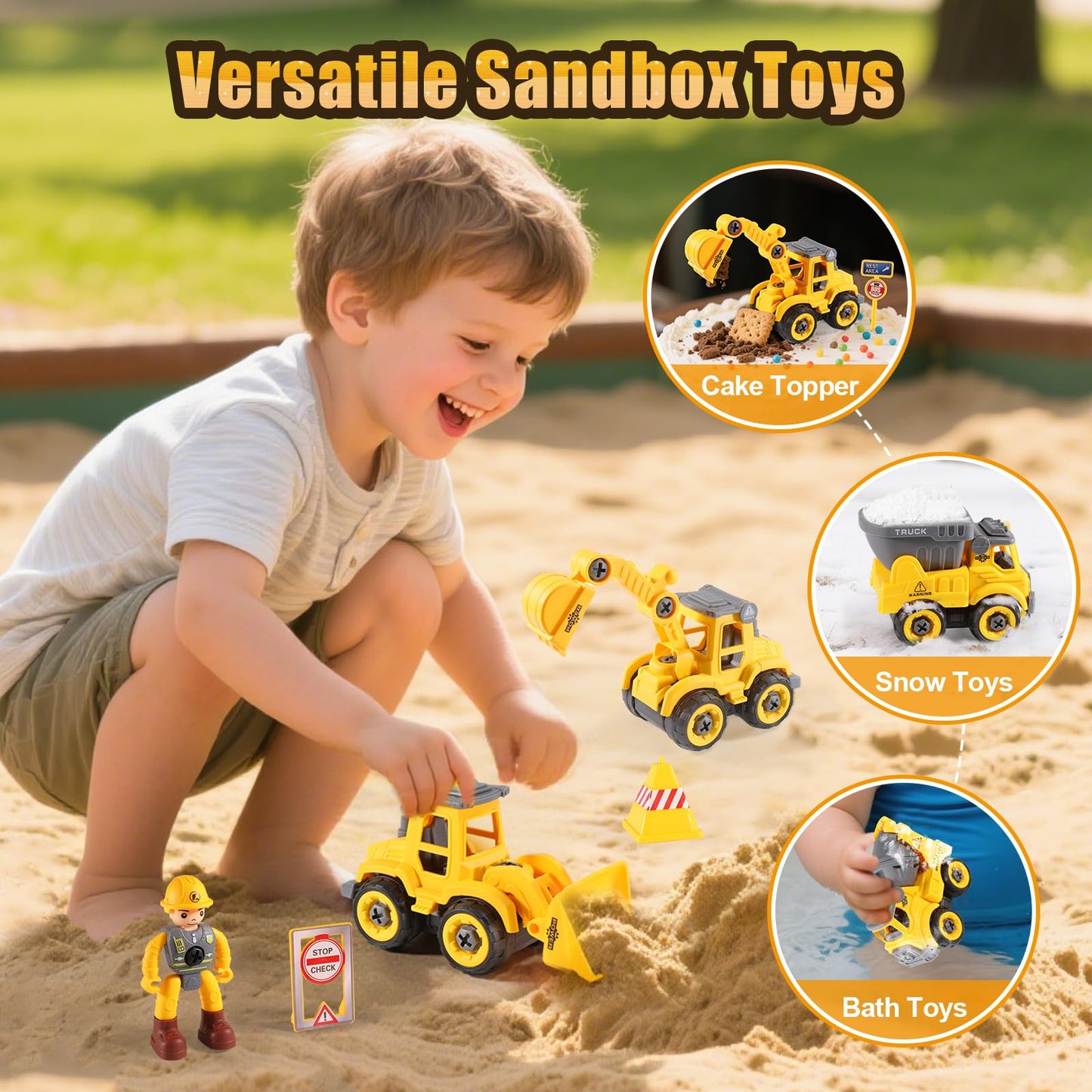 LUDILO Toddler STEM Building Toys – Mini DIY Construction Trucks for 3-5 Year Olds