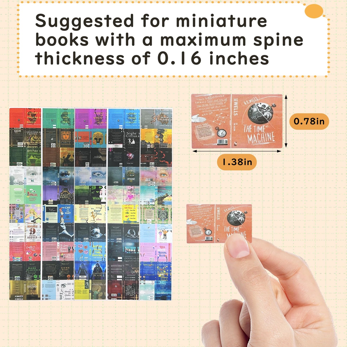 LUFEEMGA 200Pcs Mini Book Cover Stickers for 1:12 Dolls – Front & Back Covers, DIY Mini Books