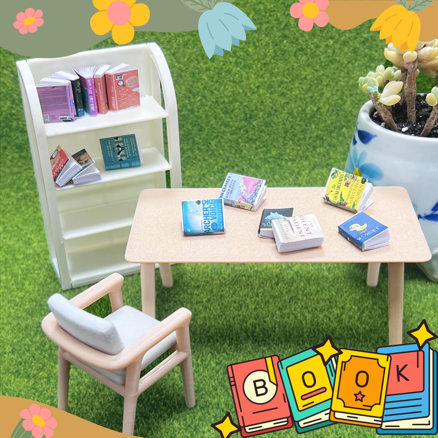 LUFEEMGA 200Pcs Mini Book Cover Stickers for 1:12 Dolls – Front & Back Covers, DIY Mini Books