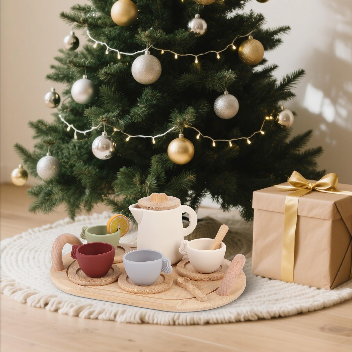 Lufstd 14-Piece Wooden Tea Party Set — Safe, Imaginative Play for Little Hosts