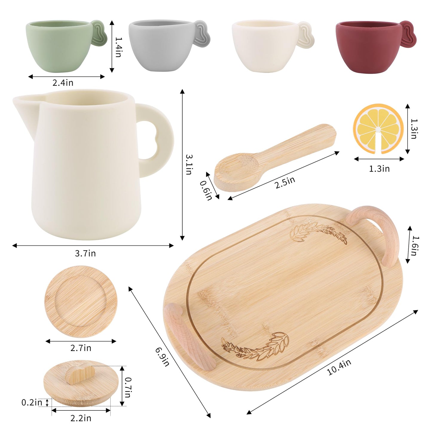 Lufstd 14-Piece Wooden Tea Party Set — Safe, Imaginative Play for Little Hosts
