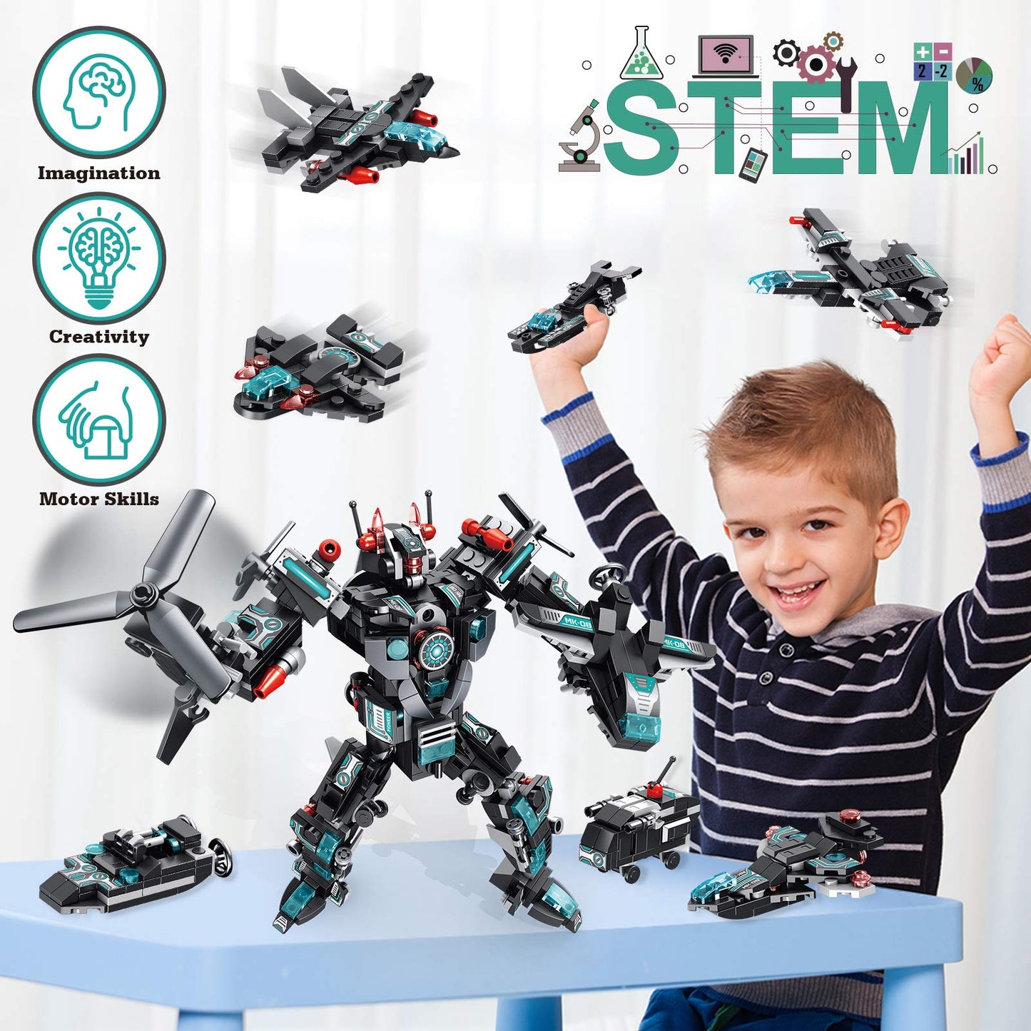 LUKAT Robot Building Toys for Kids | 577 PCS STEM Kit, 25-in-1 Building Bricks