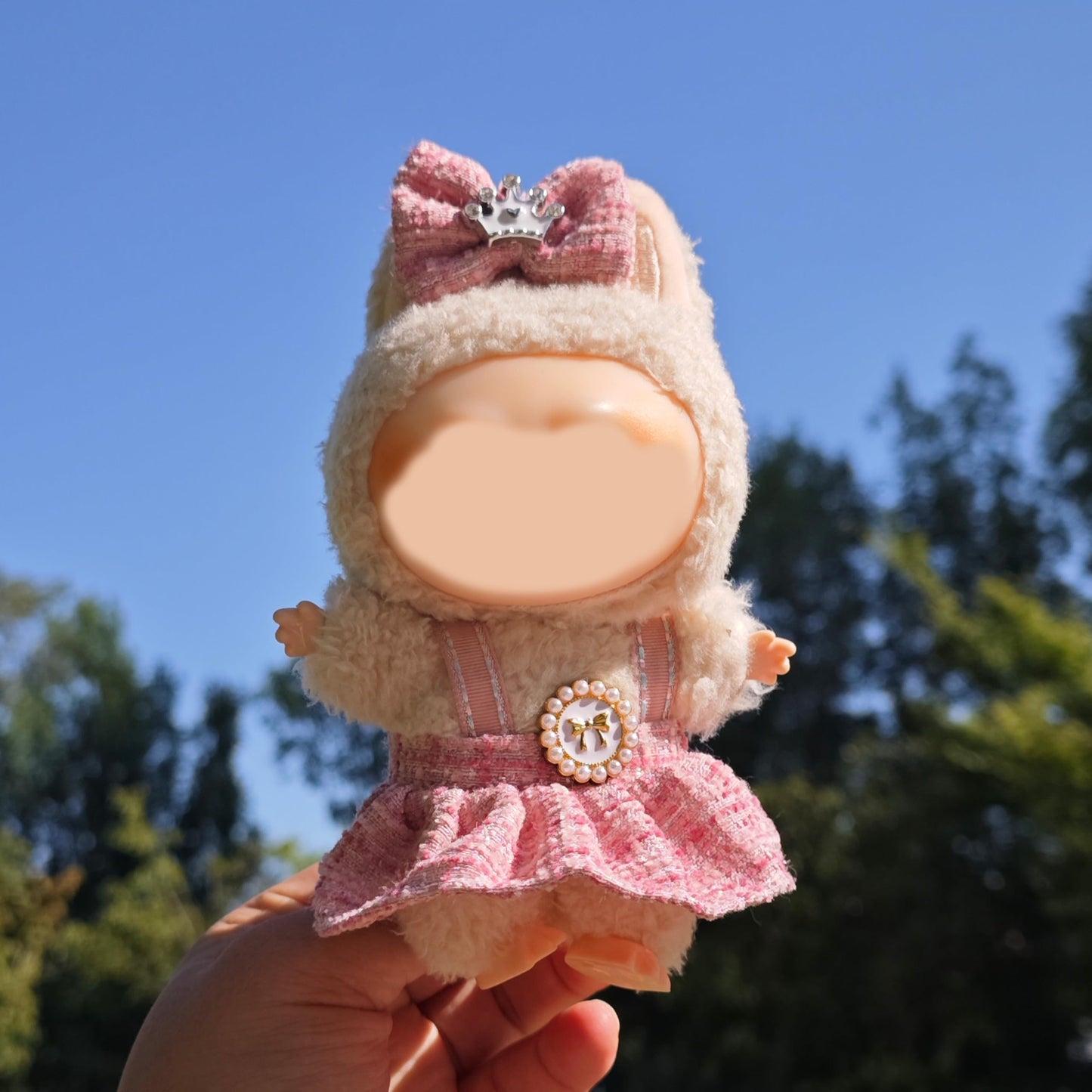 Lukax 17cm Doll Dress Set – Pink Hair Clip & Dress (2 PCS)