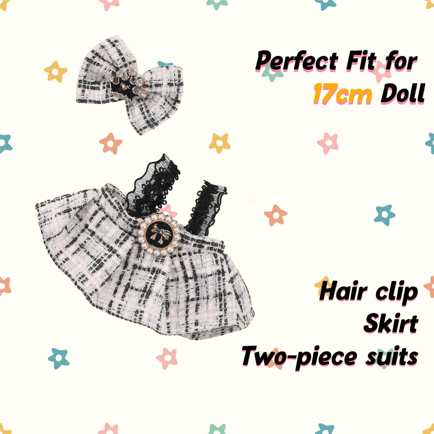Lukax 17cm Doll Clothes Set – 2-Piece Hair Clip & Dress for Stylish Play