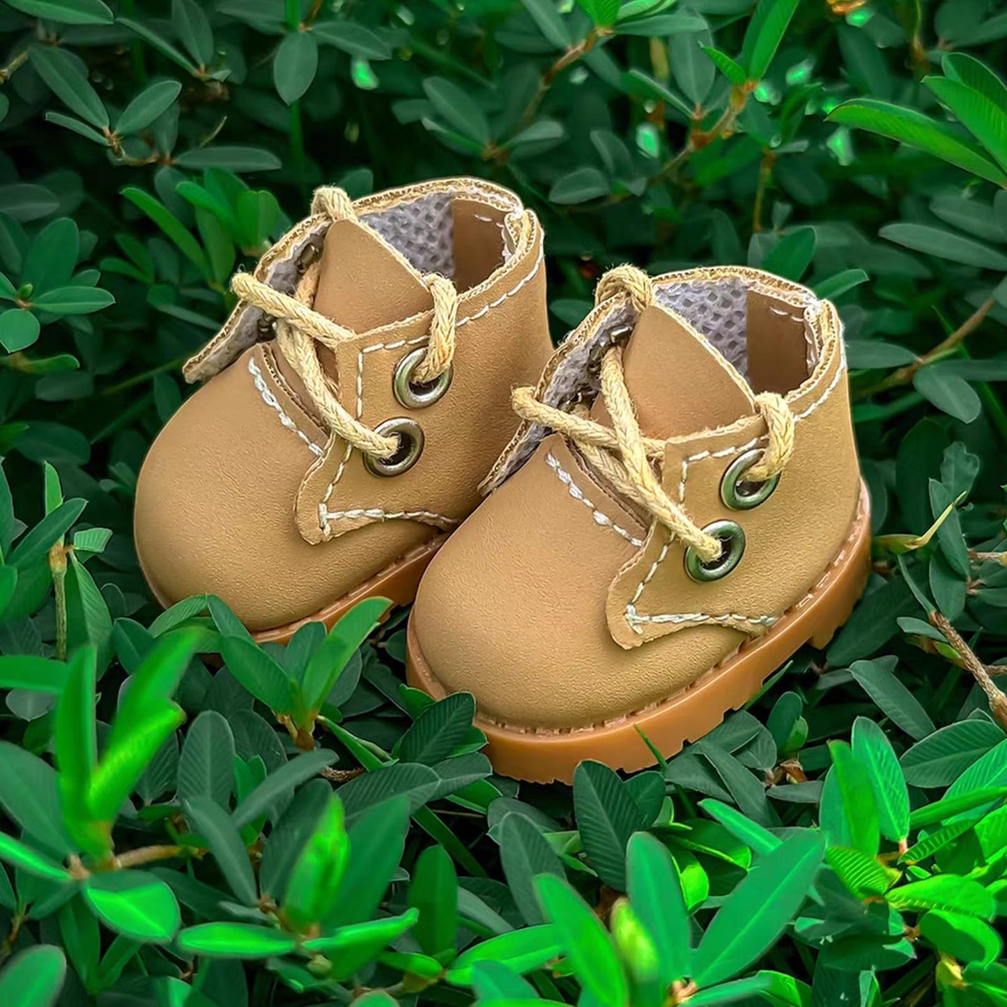 Lukax Mini Doll Shoes – Khaki Martin Boots for 15cm & 17cm Dolls