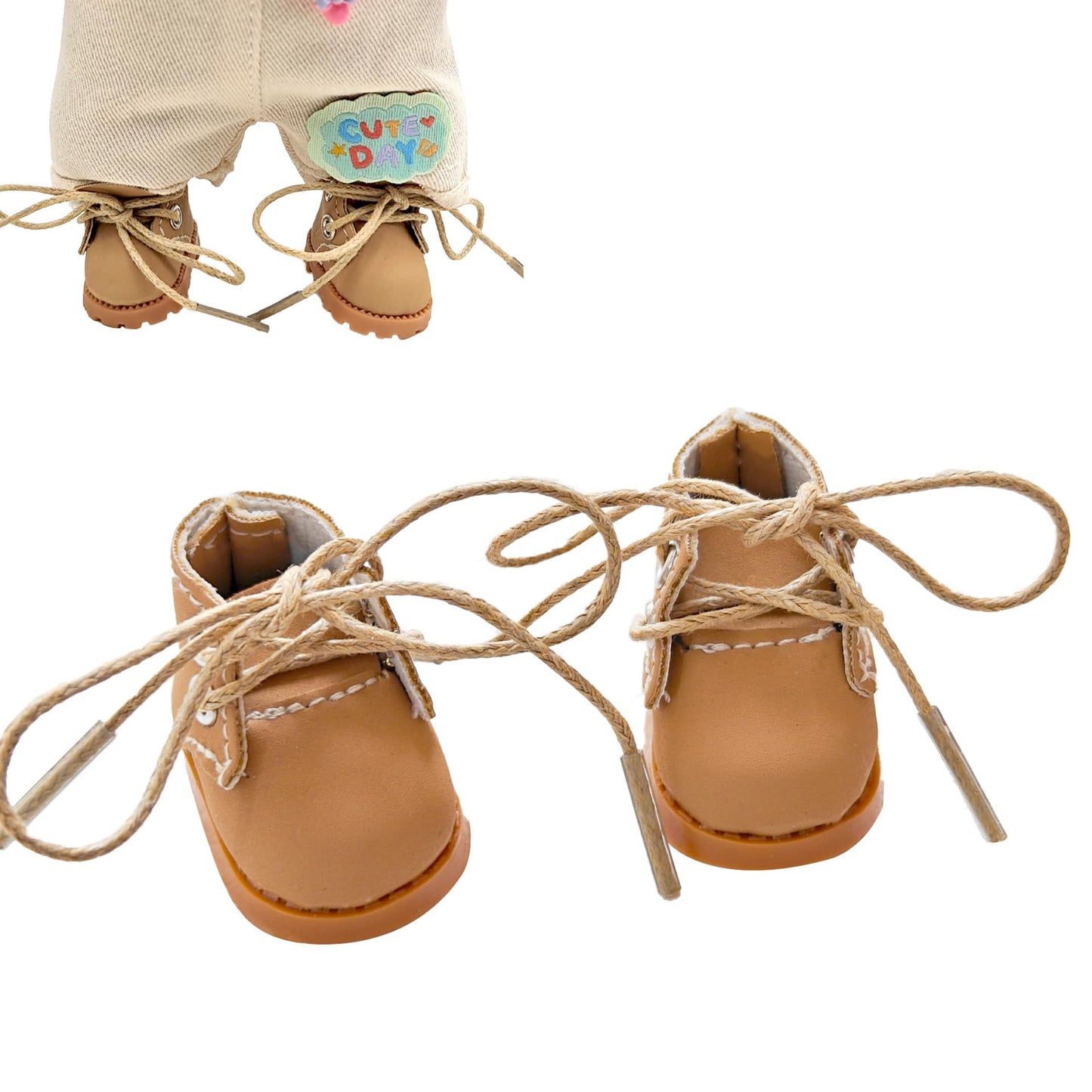 Lukax Mini Doll Shoes – Khaki Martin Boots for 15cm & 17cm Dolls