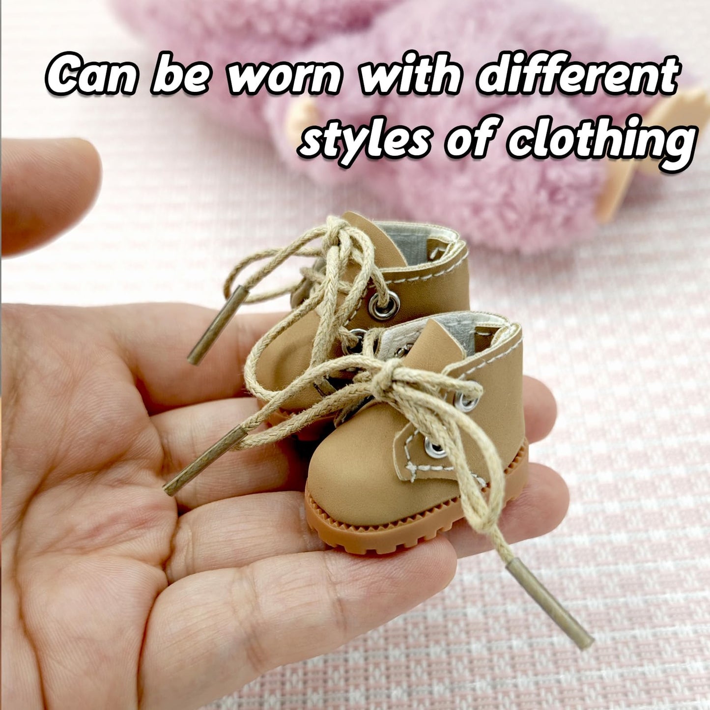 Lukax Mini Doll Shoes – Khaki Martin Boots for 15cm & 17cm Dolls