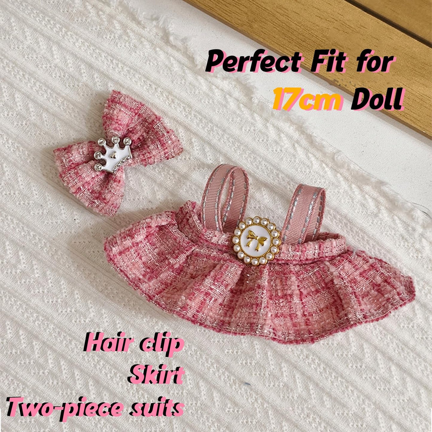 Lukax 17cm Doll Dress Set – Pink Hair Clip & Dress (2 PCS)