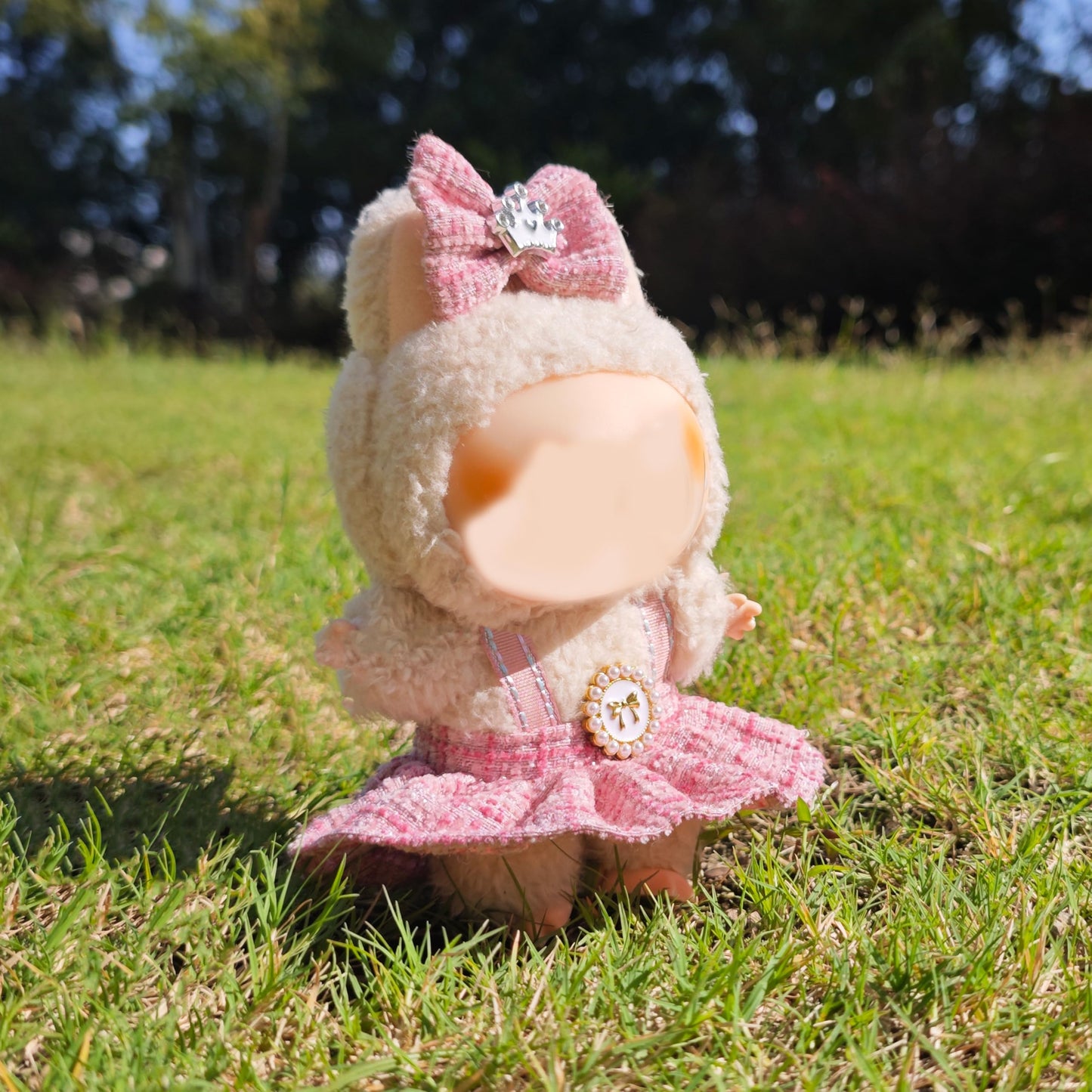 Lukax 17cm Doll Dress Set – Pink Hair Clip & Dress (2 PCS)