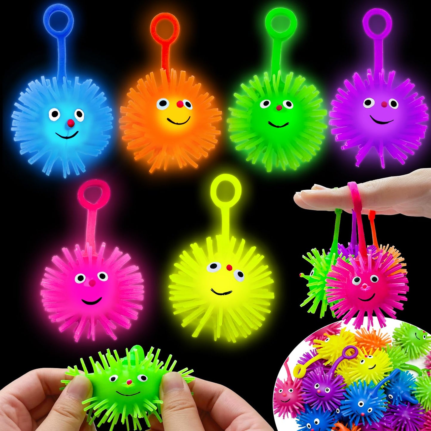LUKBERA 24 Pack LED Puffer Balls – Glow-in-the-Dark Toys for Classrooms, Parties & Gifts