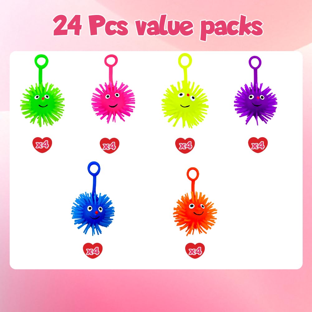 LUKBERA 24 Pack LED Puffer Balls – Glow-in-the-Dark Toys for Classrooms, Parties & Gifts