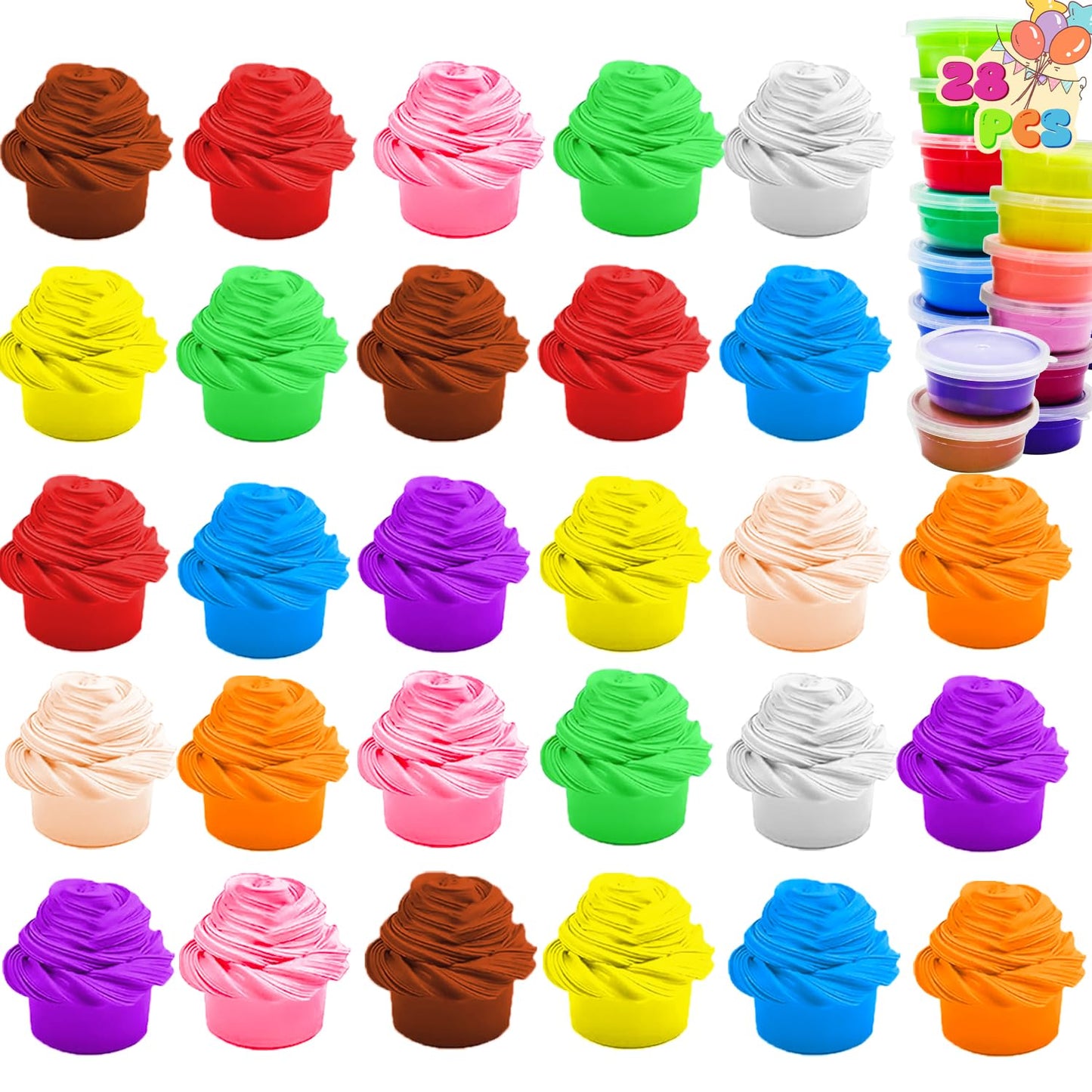 LUKBERA 28pcs Butter Slime Set – Colorful Kids’ Play Dough for Valentine’s & Classroom Gifts