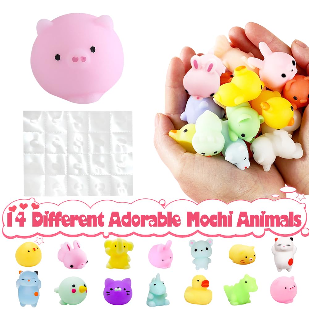 LUKBERA 28 Packs Mochi Squishy Toys – Stress Relief Fidget Squeeze for Kids