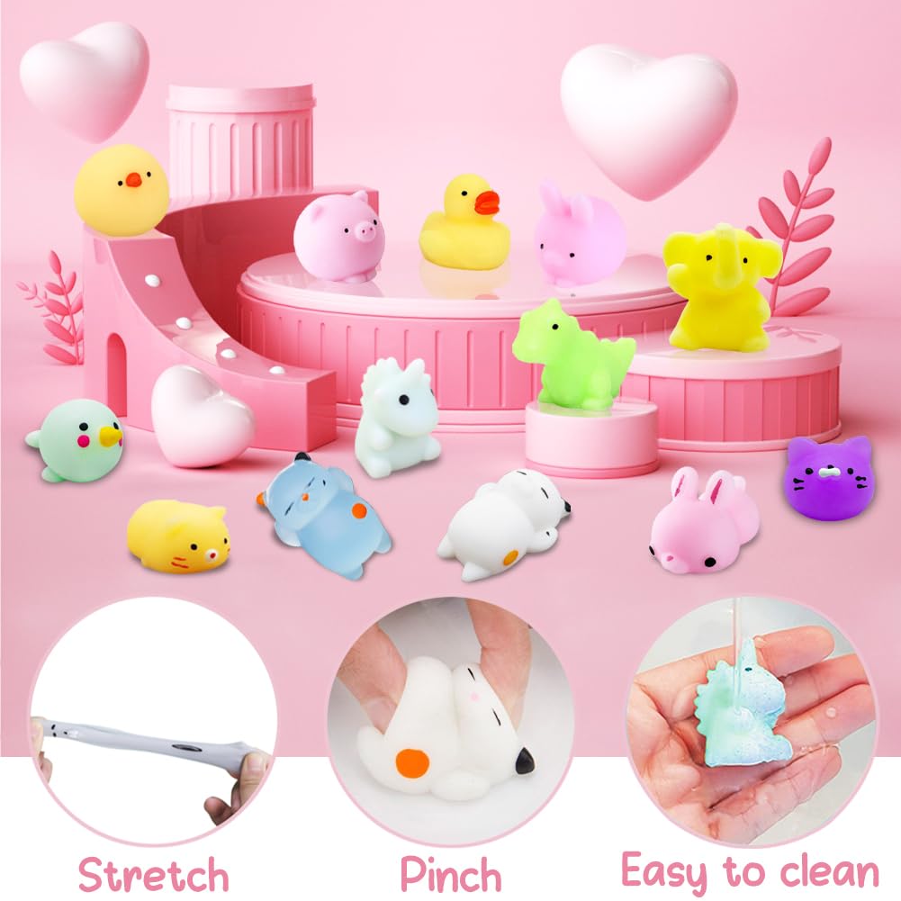 LUKBERA 28 Packs Mochi Squishy Toys – Stress Relief Fidget Squeeze for Kids