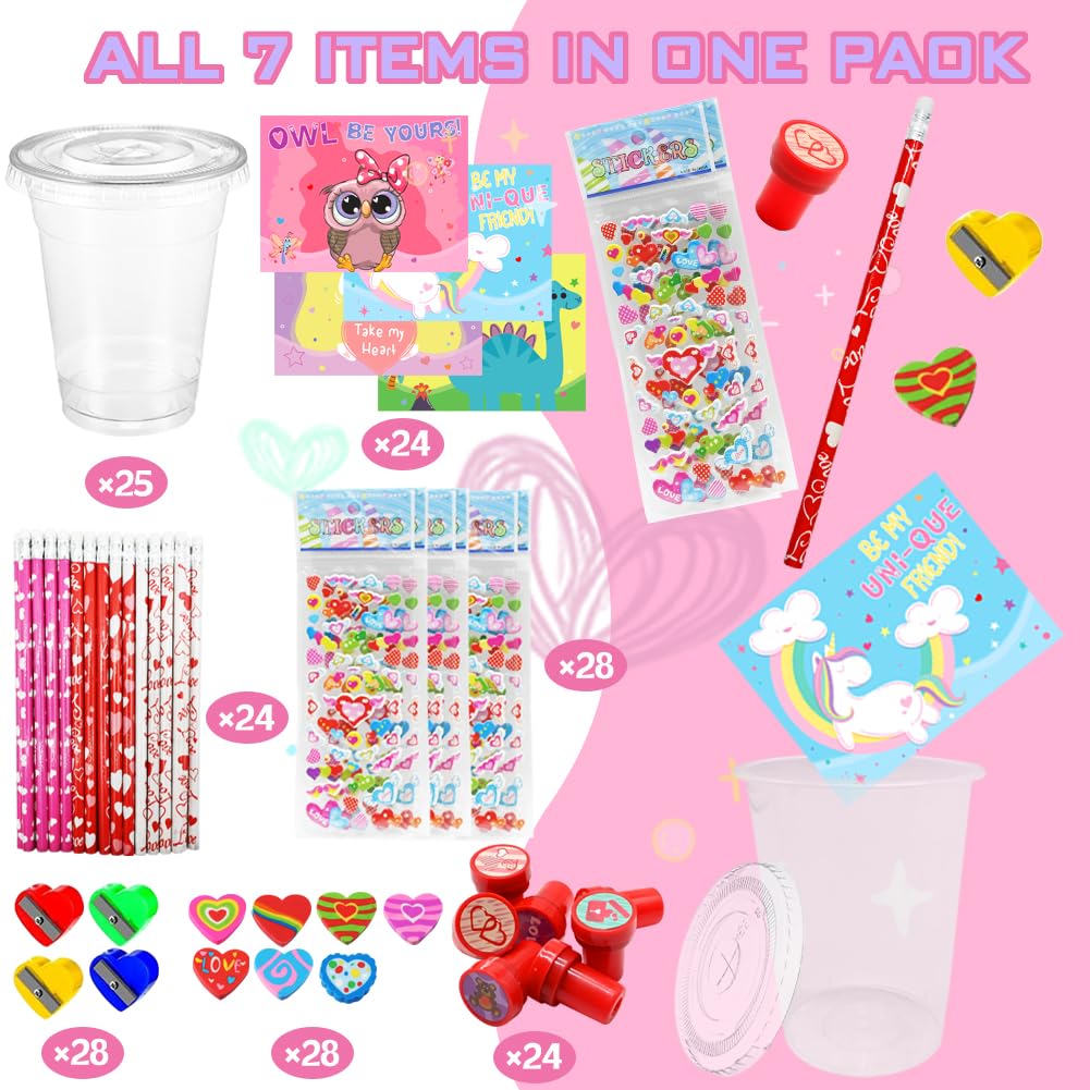 LUKBERA Valentine's Day Gifts for Kids — 24-Pack Classroom Stationery Set