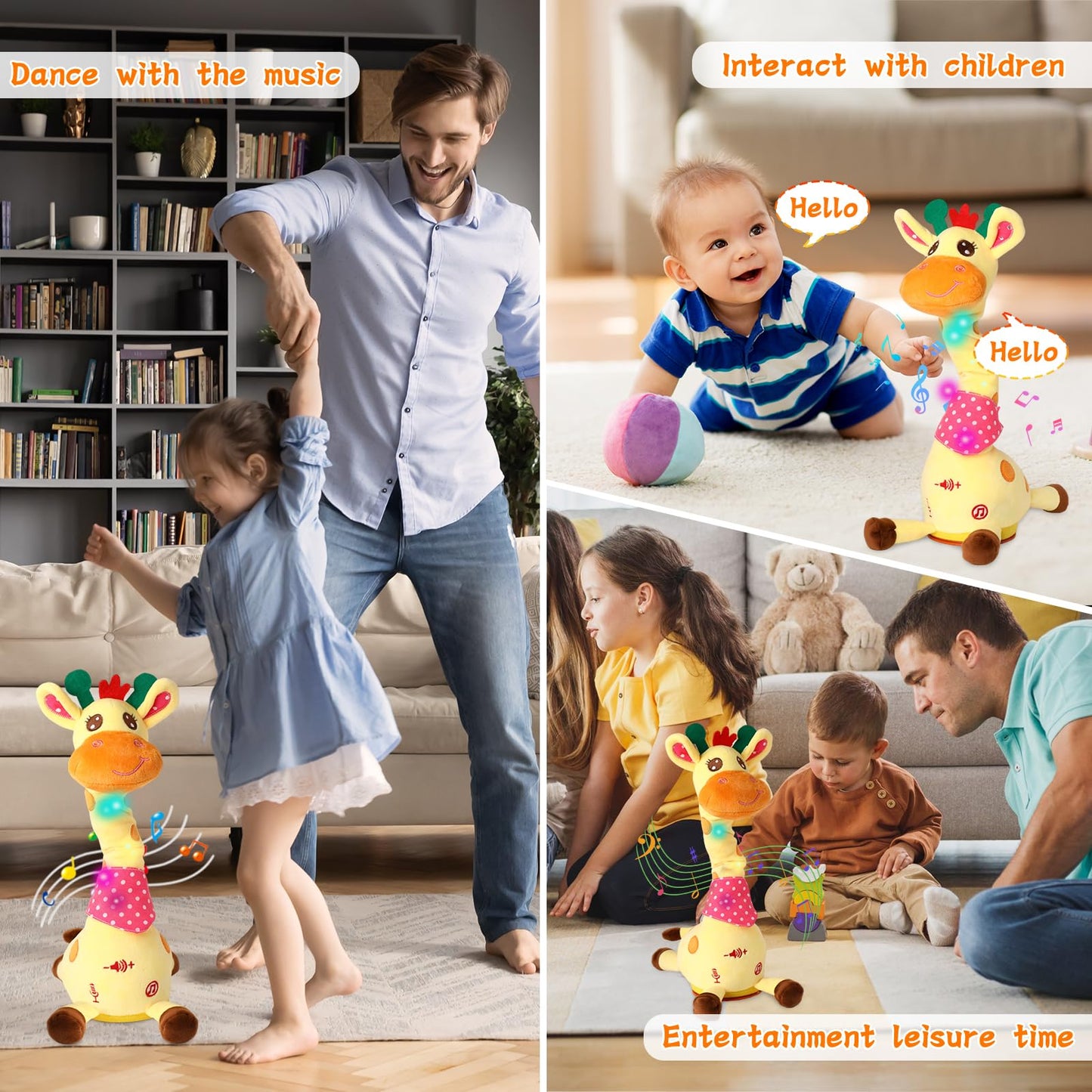 LUKETURE Dancing Talking Giraffe Toy — Plush Interactive Singing Giraffe for Kids