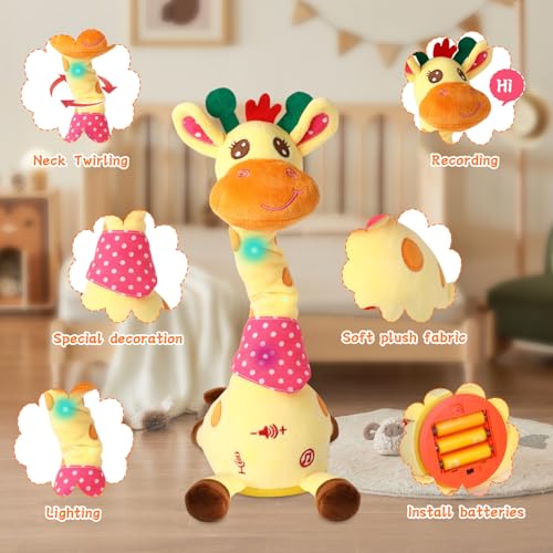 LUKETURE Dancing Talking Giraffe Toy — Plush Interactive Singing Giraffe for Kids