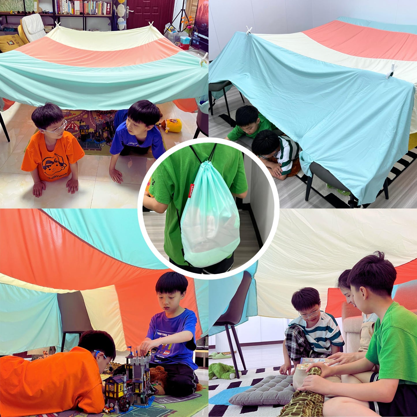 lukidoki Magic Fort Building Kit for Kids – Large 10x10 Ft, CPC Certified, Indoor/Outdoor