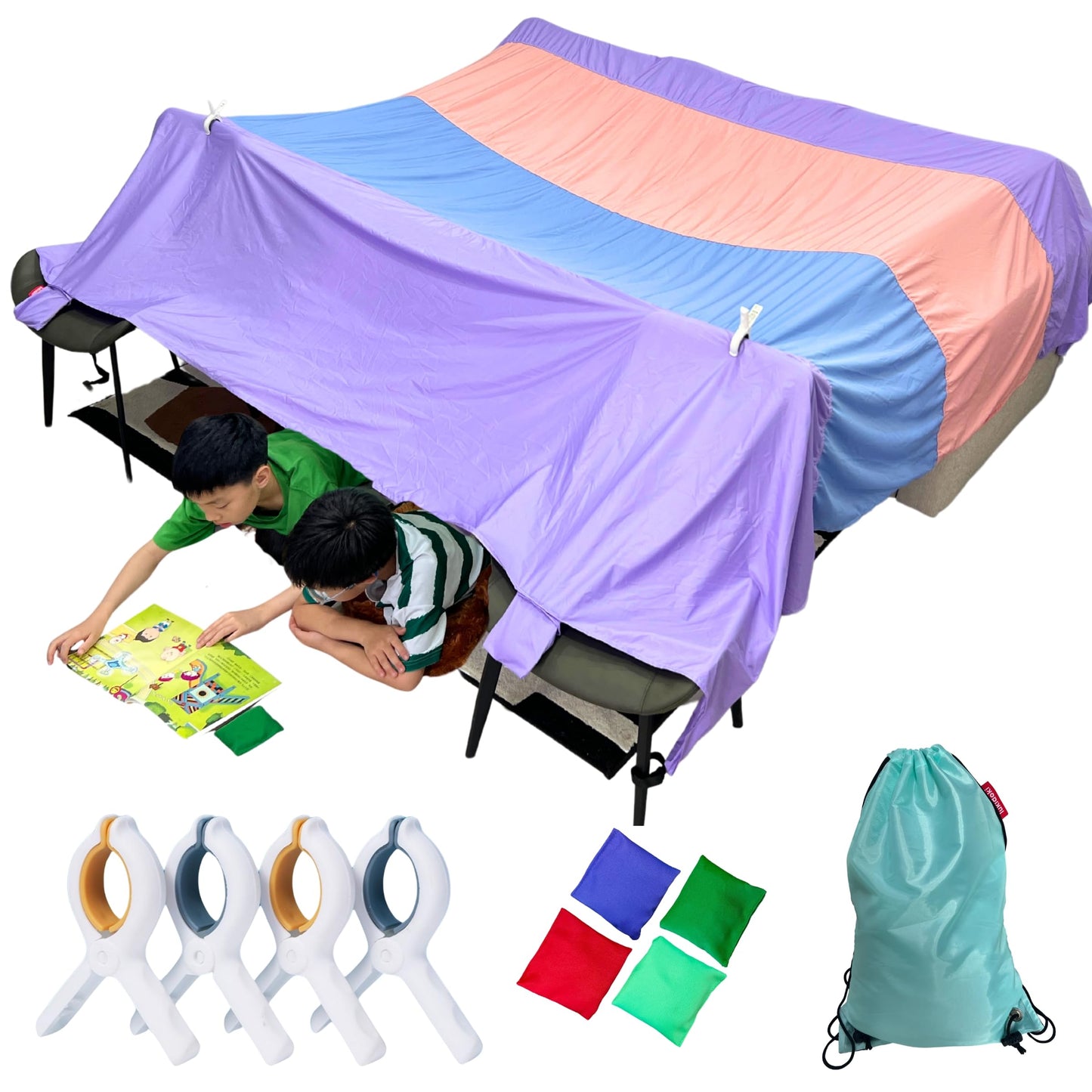 Lukidoki Magic Fort Building Kit for Kids – Large 10x10 ft CPC Certified