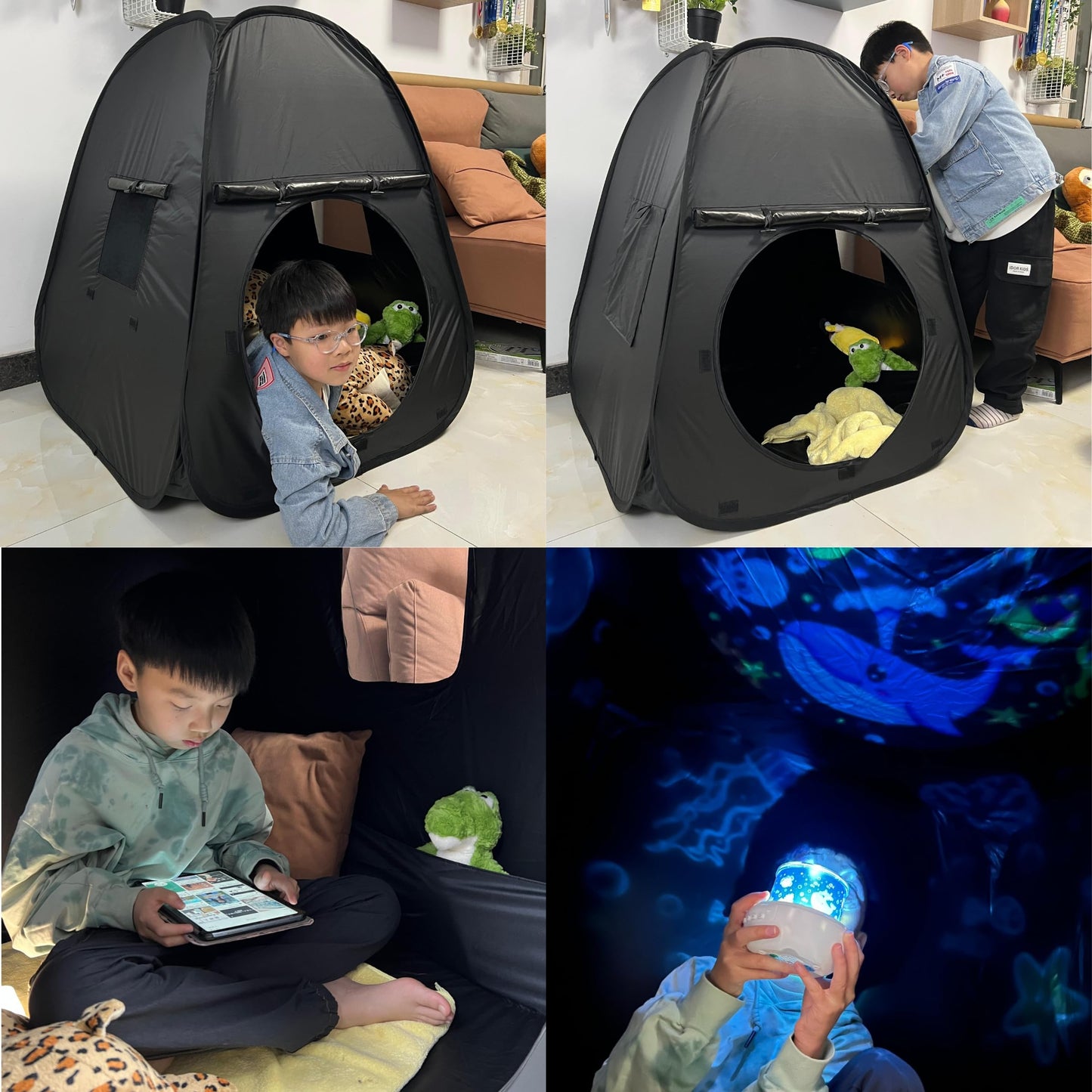 lukidoki Sensory Tent – Extra Large 39x33 in, CPC Certified, Pop-Up Blackout