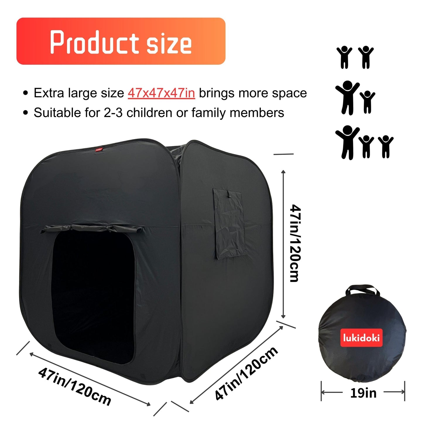 lukidoki Sensory Tent 47x47in – CPC Certified Calm Corner for Kids & Adults