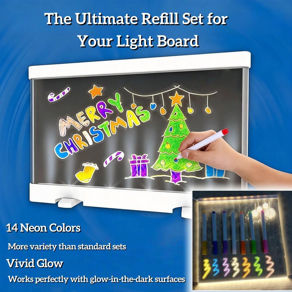LULAFAYA 14 Colors Liquid Chalk Markers for LED Note Board – Neon Dry Erase, Non-Toxic & Erasable