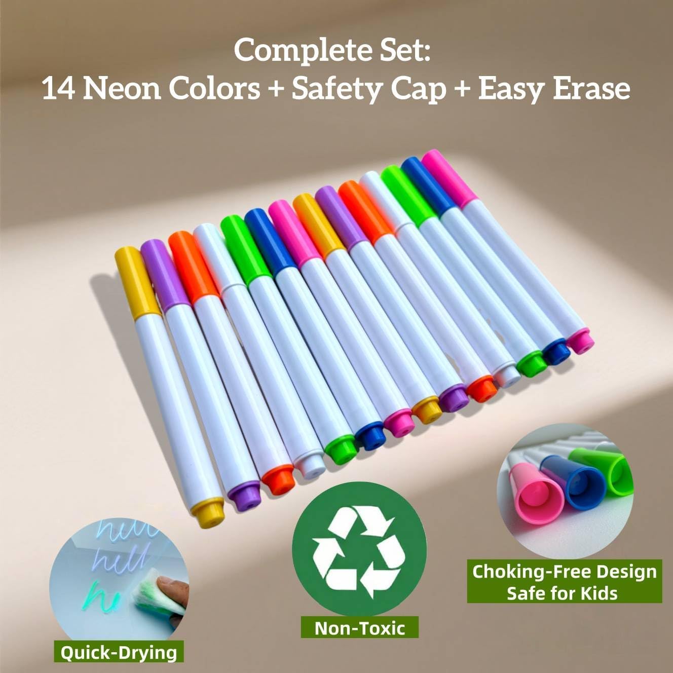 LULAFAYA 14 Colors Liquid Chalk Markers for LED Note Board – Neon Dry Erase, Non-Toxic & Erasable