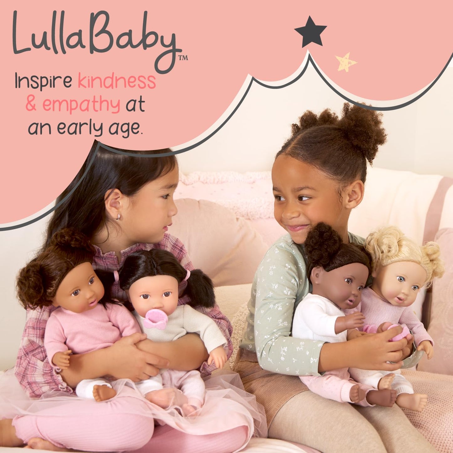 LullaBaby – 3-Piece Soft Plush Bath Dolls with Carrying Basket for Real Water Play