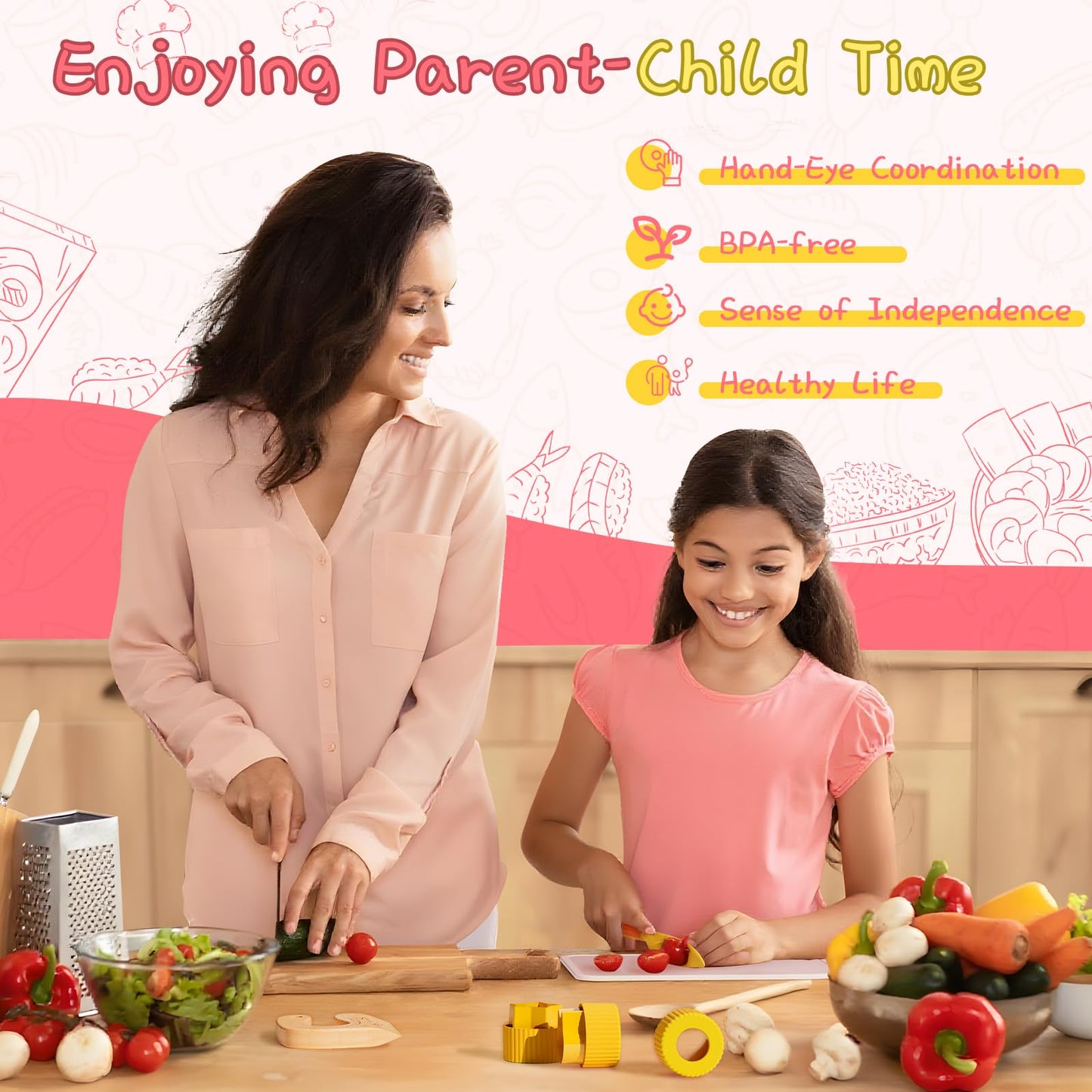 Lullulii Montessori Kitchen Tools for Toddlers – Safe Real-Cooking Knife Set with Storage Box