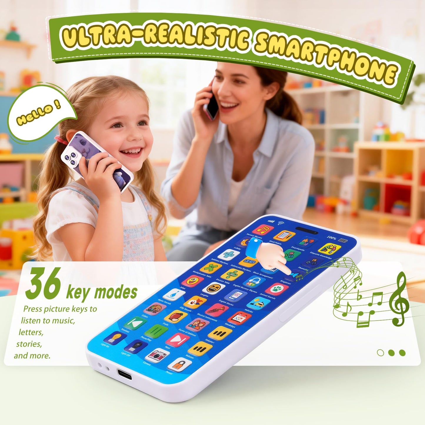 Lullulii Kids Pretend Play Home Office Set – Toddler Laptop, Phone & Desk Accessories