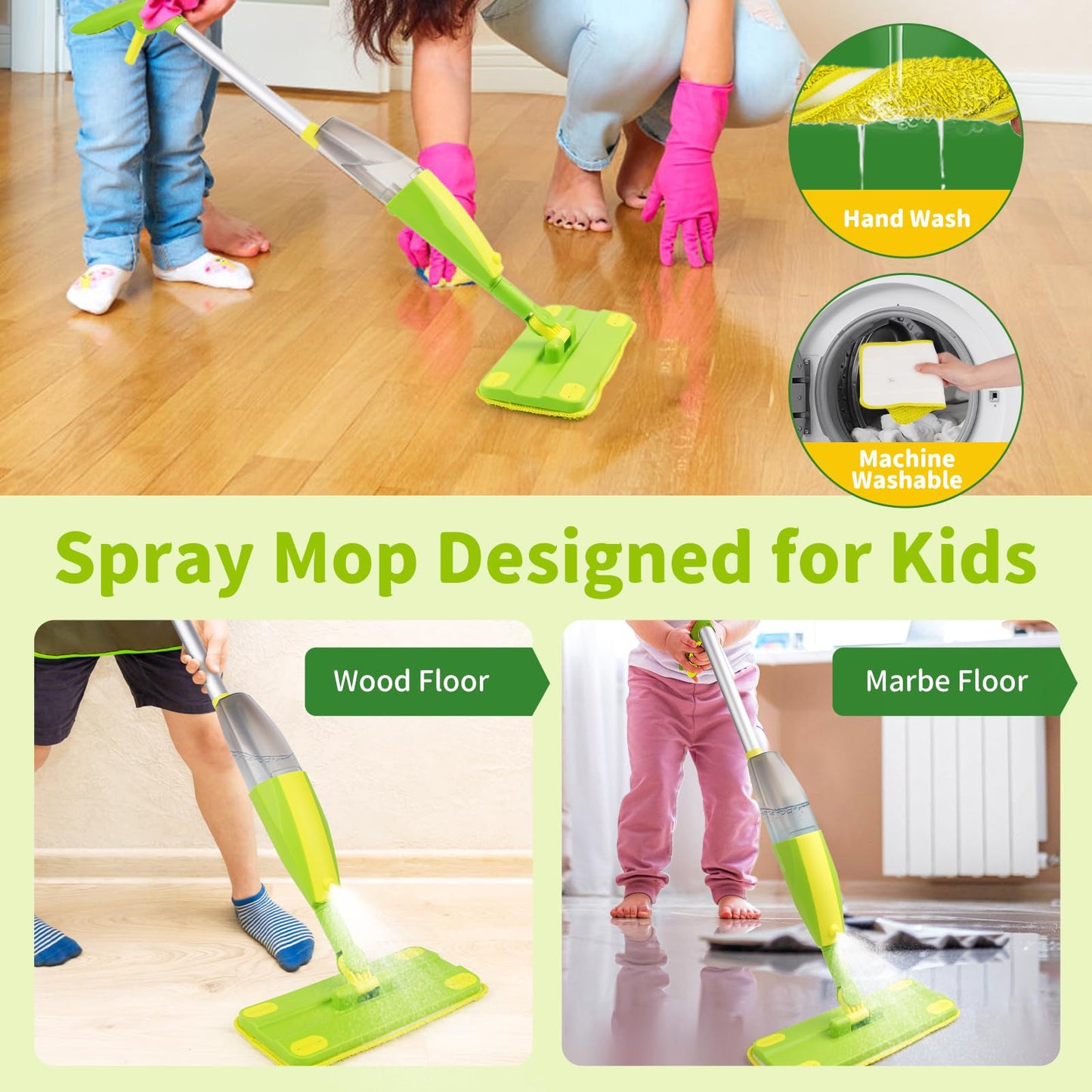 Lullulii Kids Spray Mop – Real Working Mini Mop & Toddler Cleaning Set