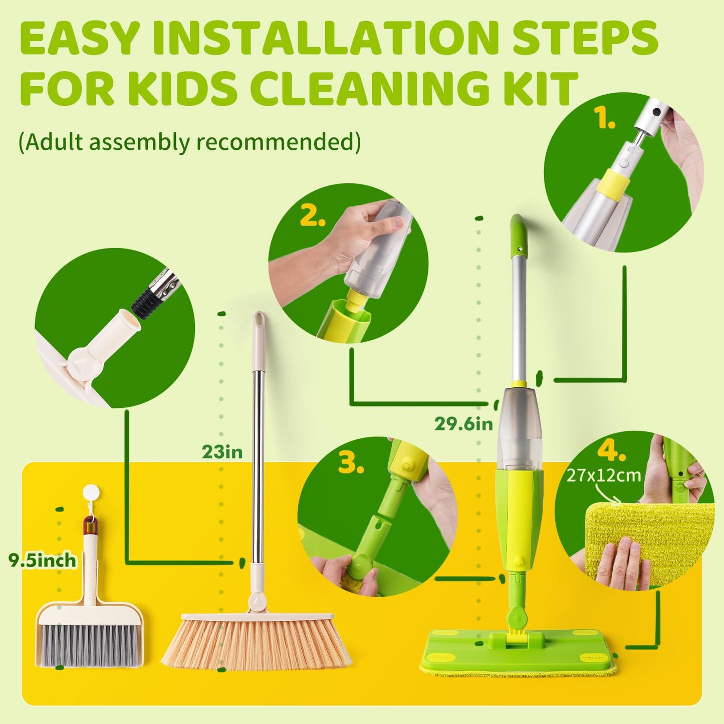 Lullulii Kids Spray Mop – Real Working Mini Mop & Toddler Cleaning Set