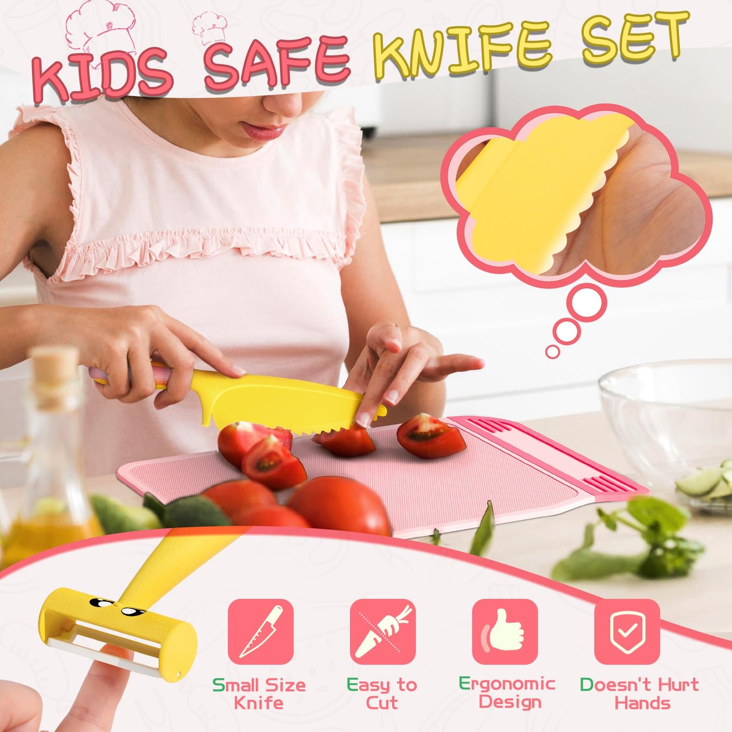 Lullulii Montessori Kitchen Tools for Toddlers – Safe Real-Cooking Knife Set with Storage Box