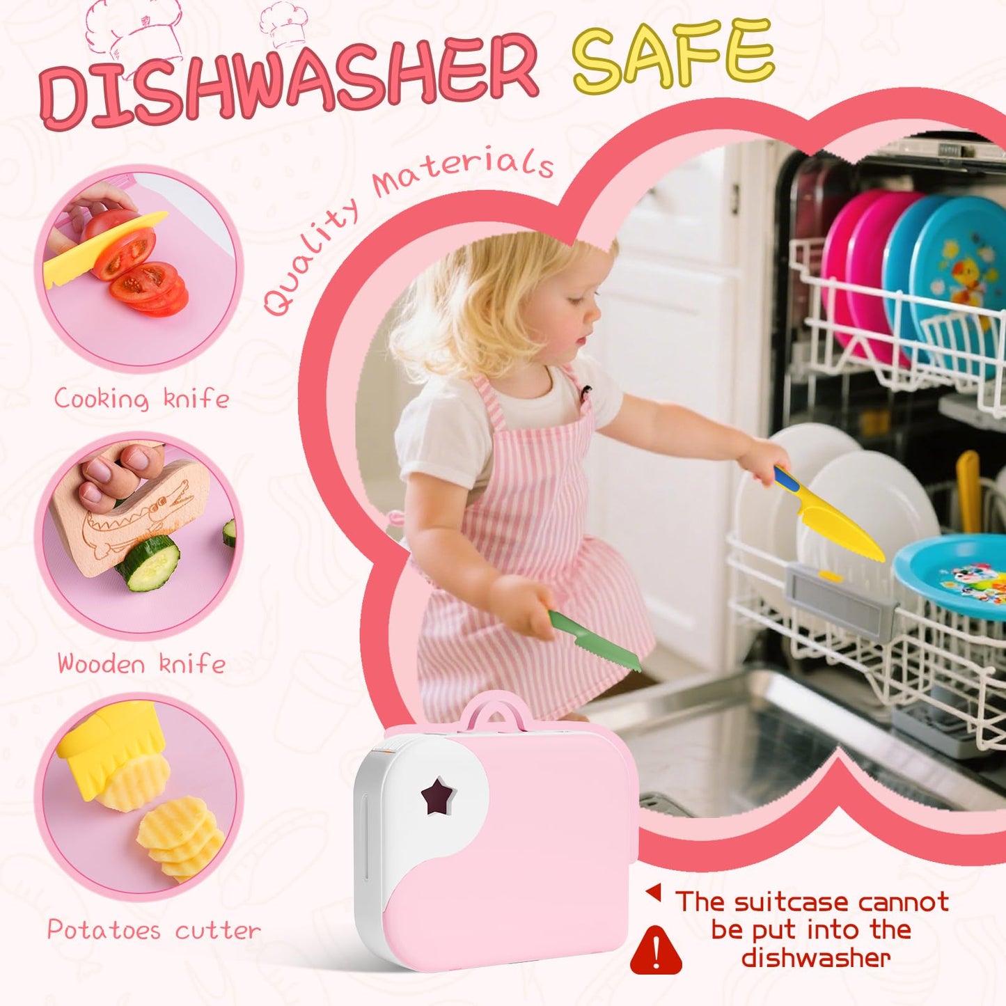 Lullulii Montessori Kitchen Tools for Toddlers – Safe Real-Cooking Knife Set with Storage Box