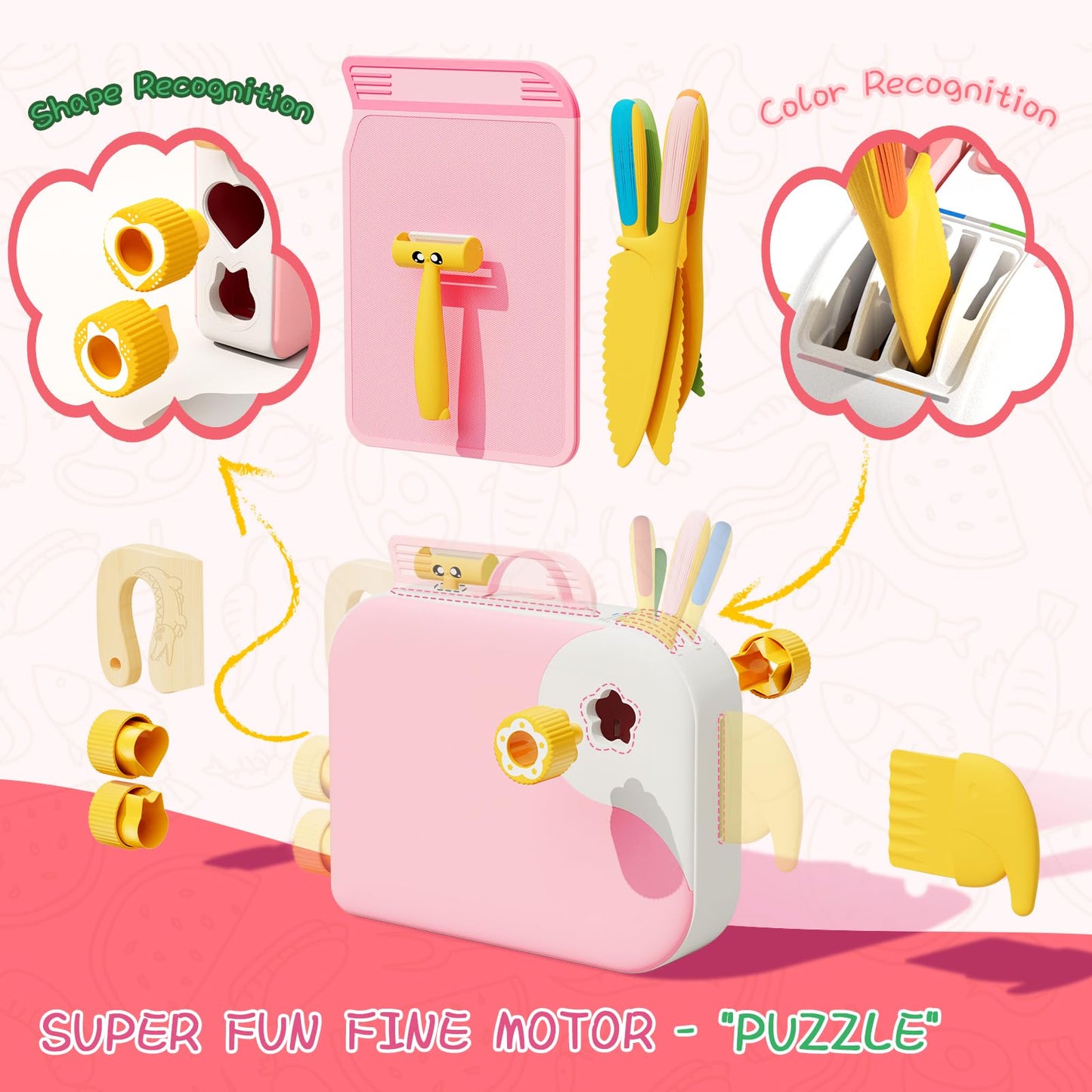 Lullulii Montessori Kitchen Tools for Toddlers – Safe Real-Cooking Knife Set with Storage Box