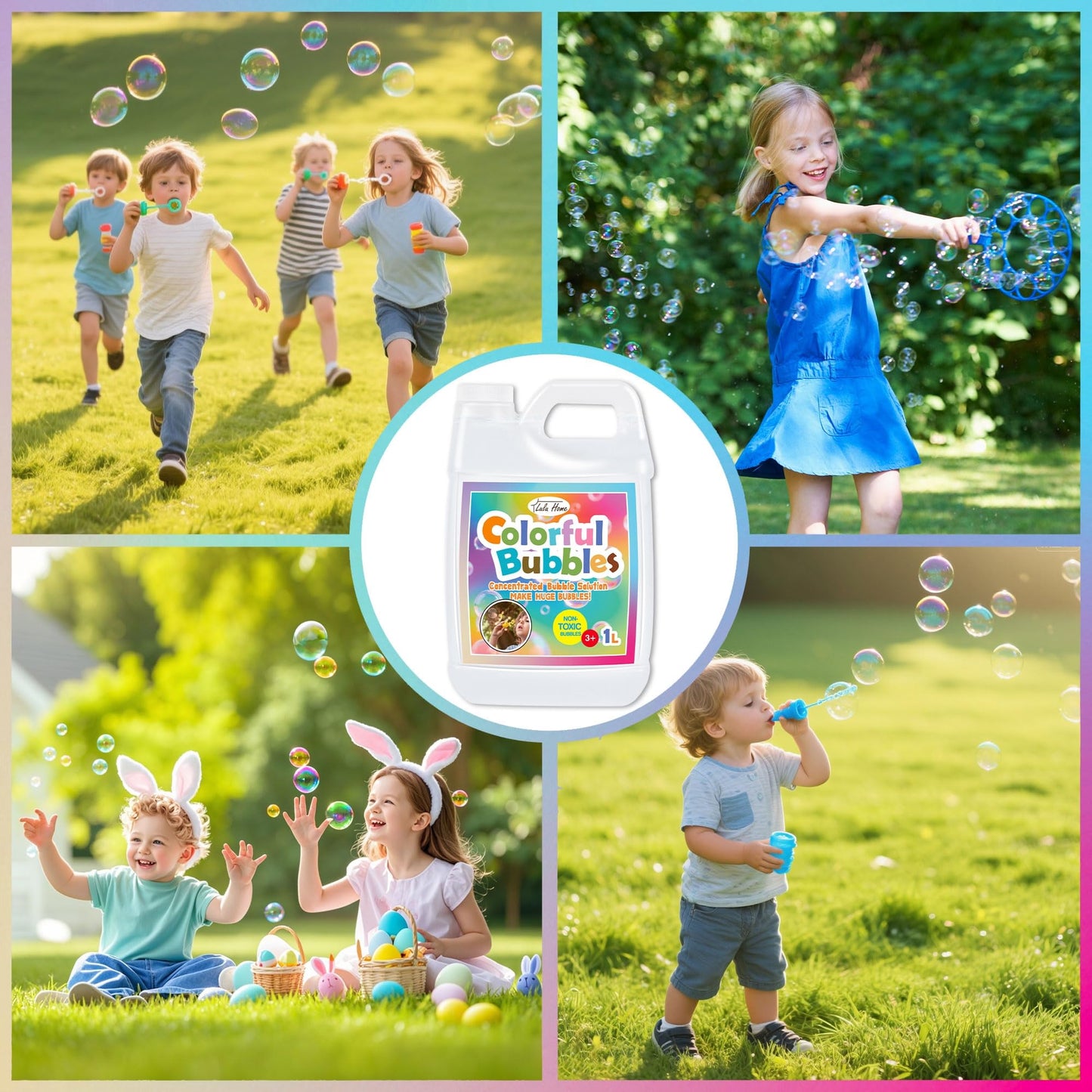 Lulu Home Concentrated Bubble Solution – 1 L Refill for Bubble Machines & Giant Wands | Up to 2.5 Gallons for Kids’ Parties