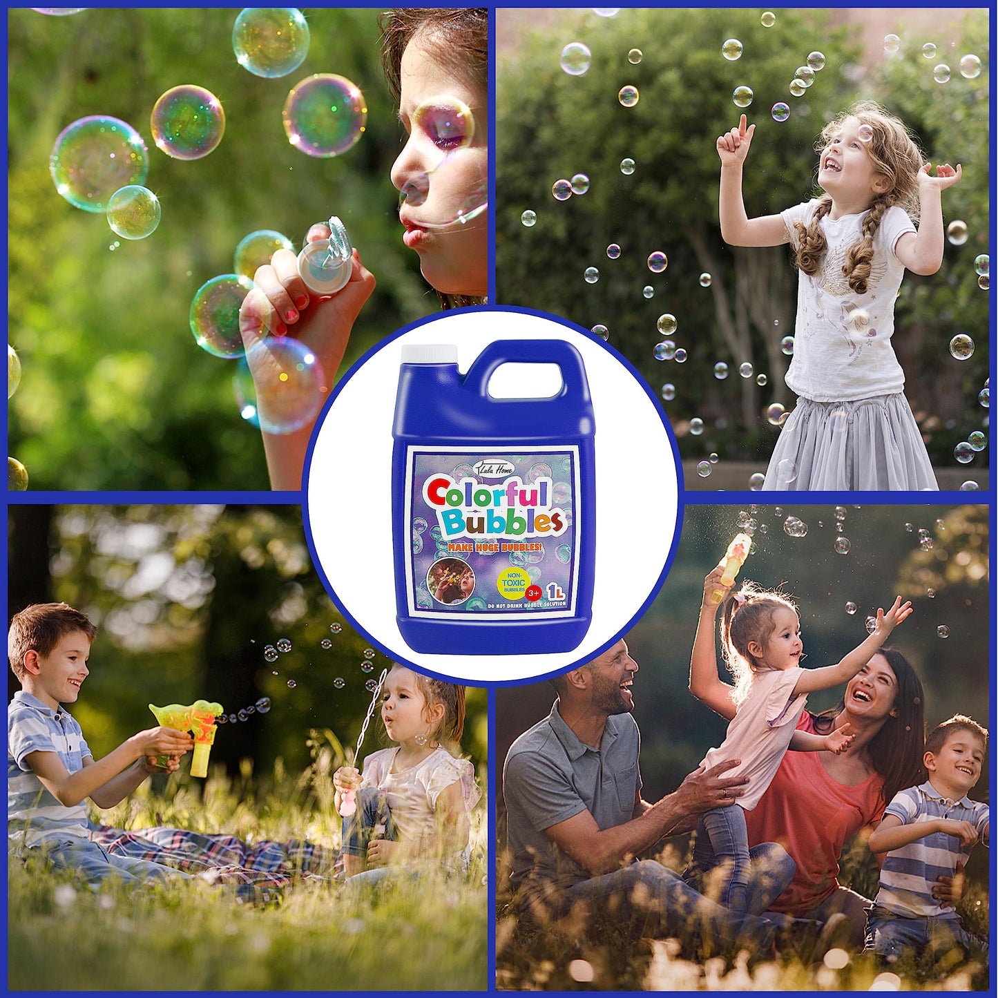 Lulu Home 2 Packs Bubble Concentrated Solution – 1 L Refills for Bubble Machines and Wands