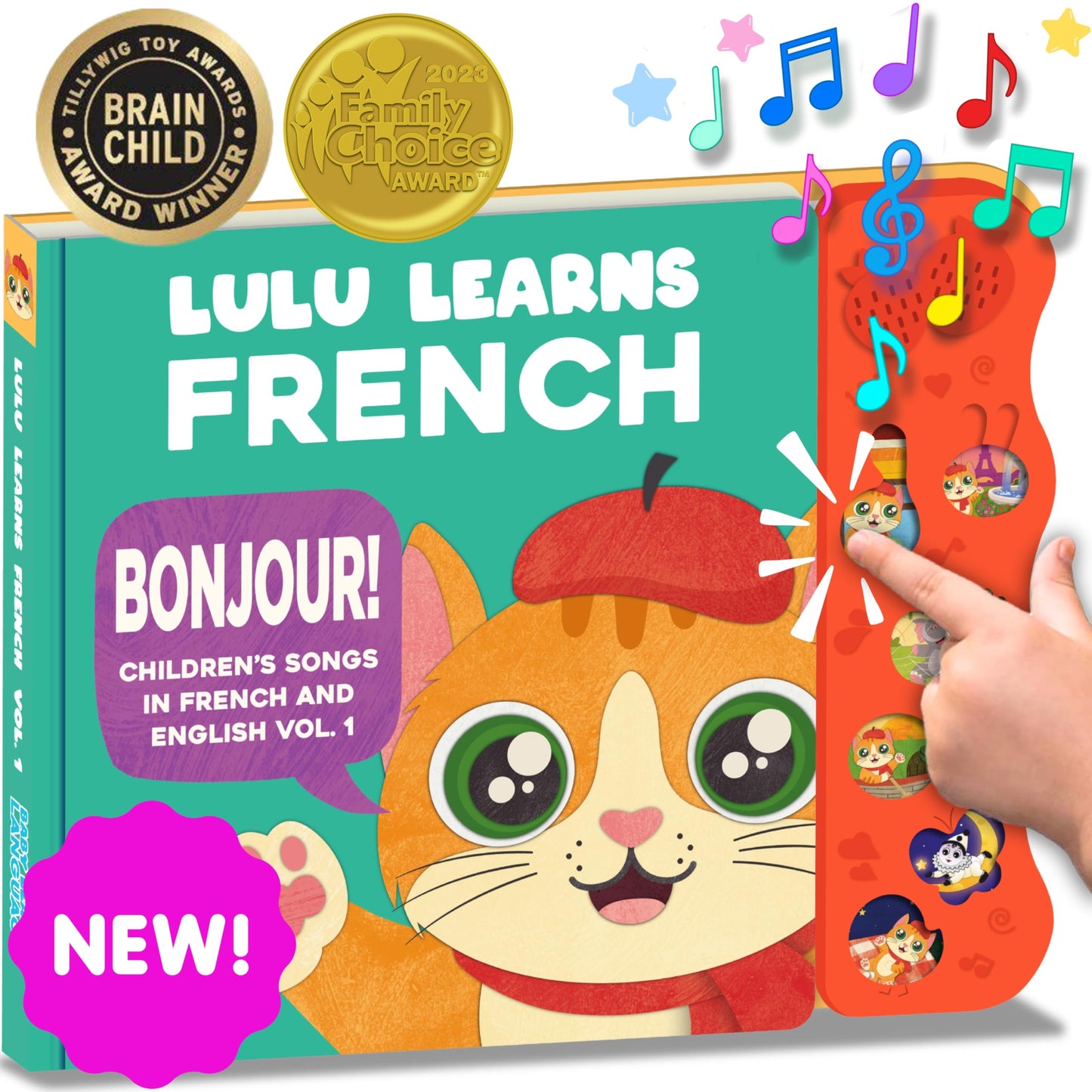 Lulu Learns French: Musical Baby Book for Toddlers | Bilingual Interactive Toy