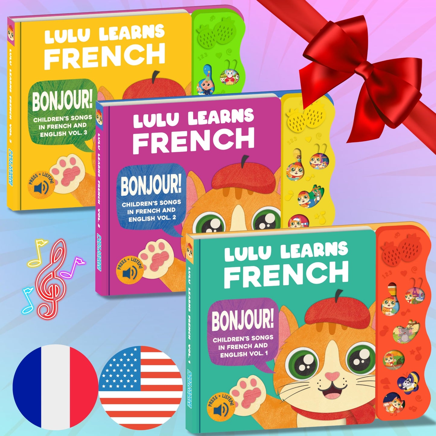 Lulu Learns French: Musical Baby Book for Toddlers | Bilingual Interactive Toy