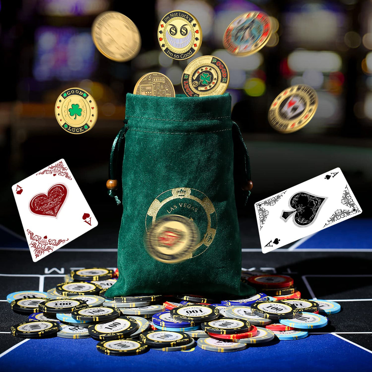 LuluCircle Poker Guard – Gilded Iron Card Protector with Chip Bag Bonus | Poker Accessories