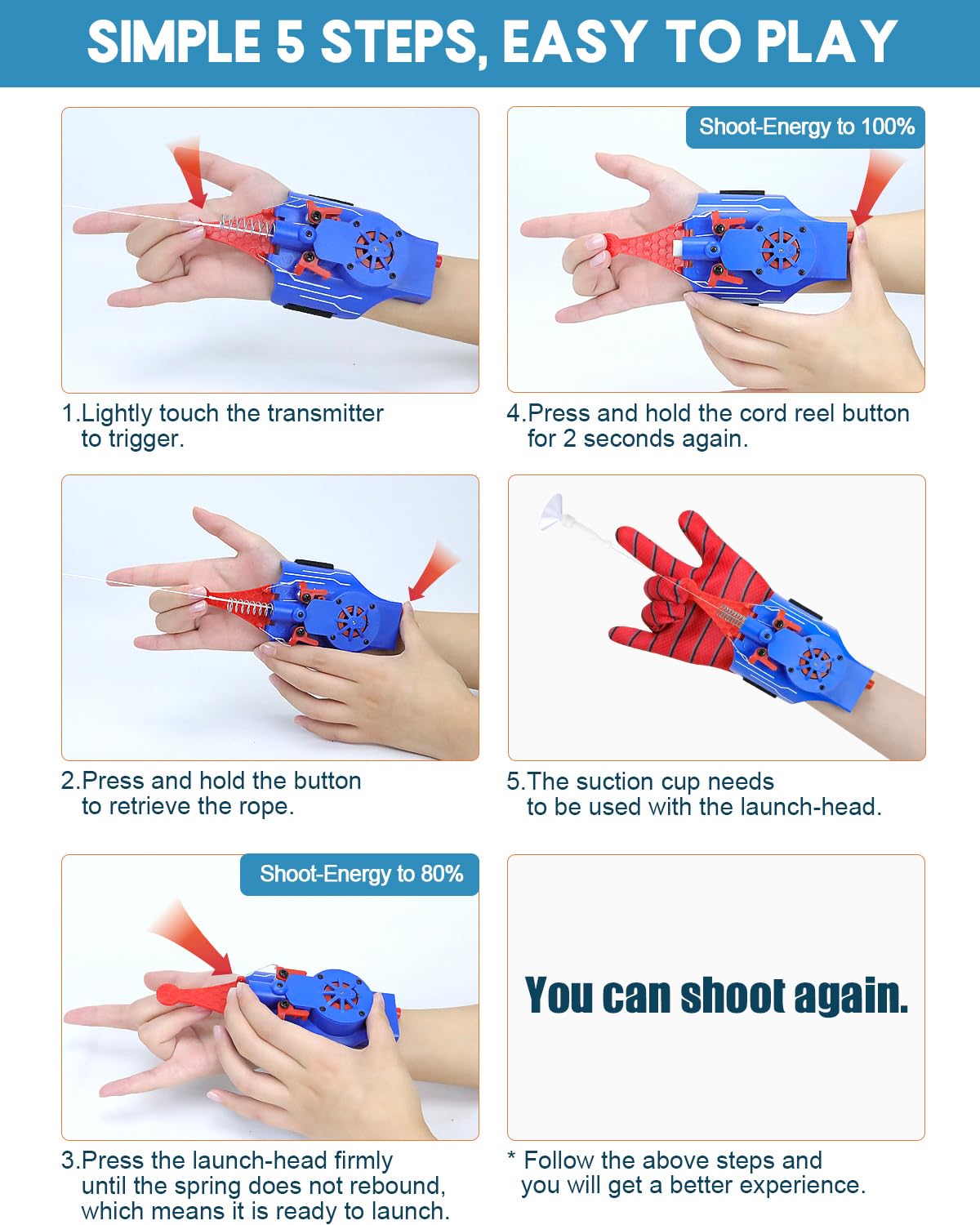 Lumhew Spider Web Shooters – Realistic Web Launcher with Gloves | Safe, Durable Superhero Toy