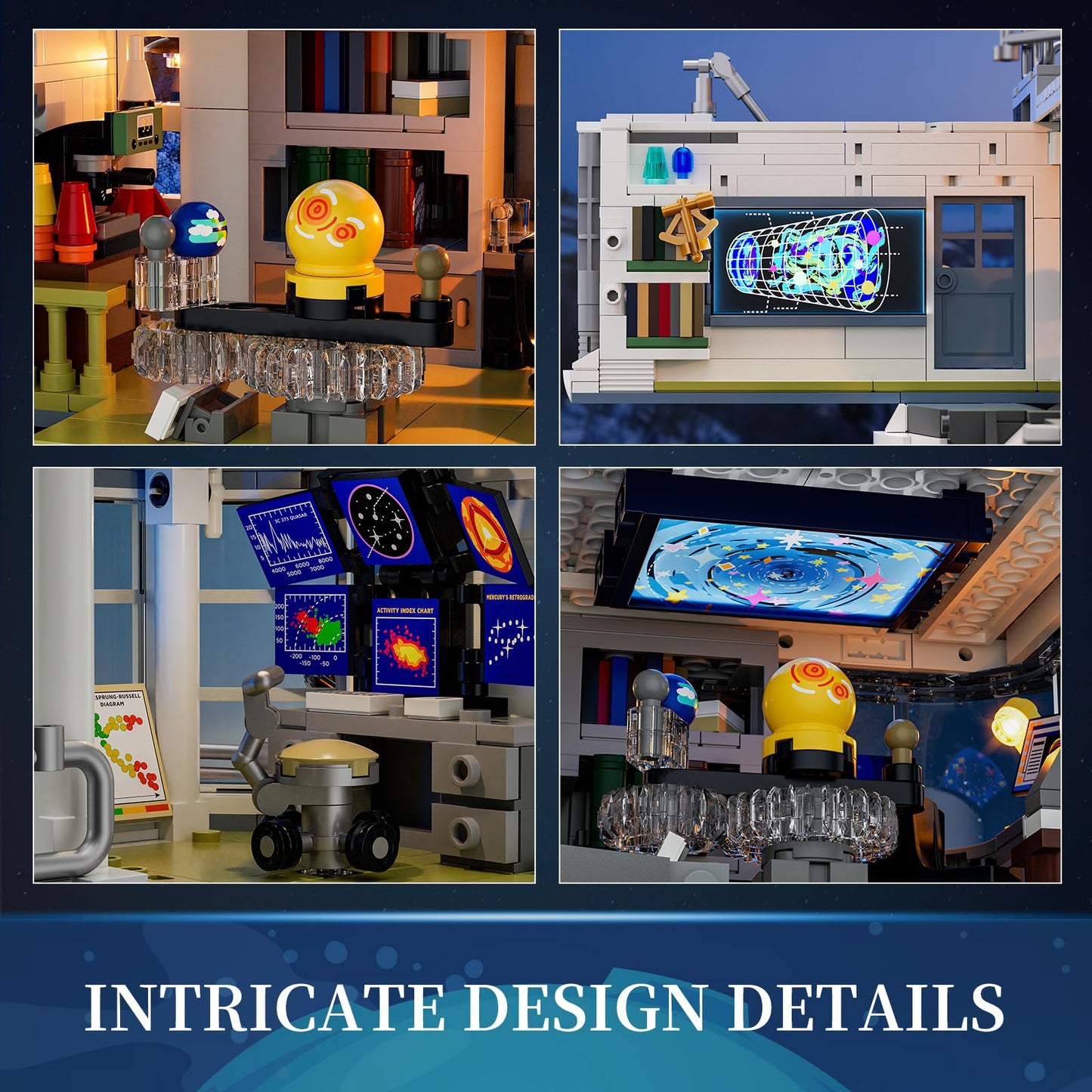 Lumibricks Alpine Observatory Lighting Set with Galaxy Projector – 2,437 Pcs Space Themed Building Bricks