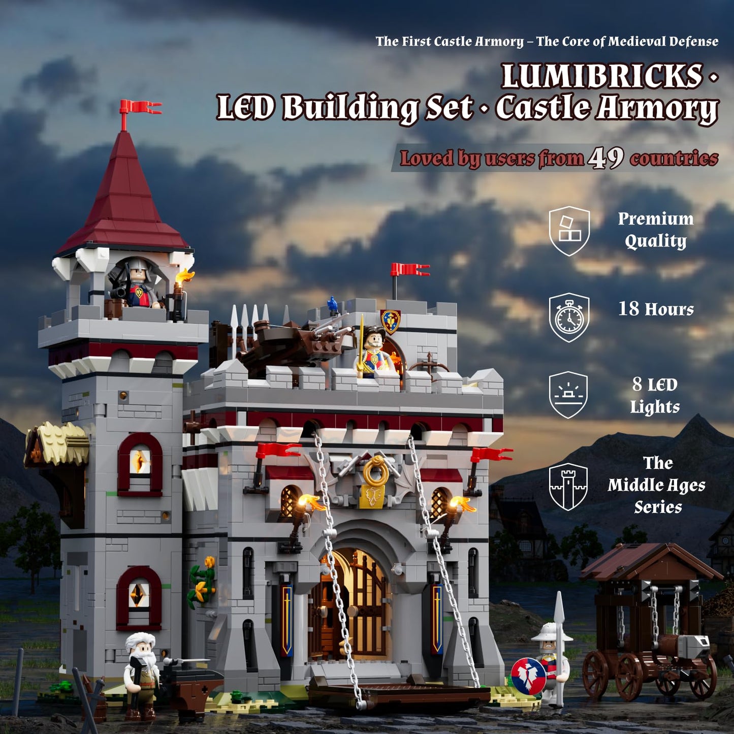 Lumibricks Medieval Castle Armory Lighting Building Kit – 2895 Pcs for Adults & Teens