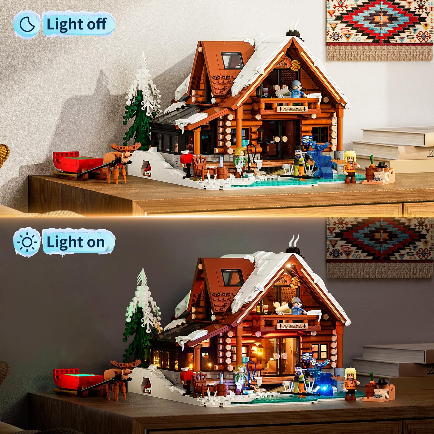 Lumibricks Aurora-Cabin LED Lighting Building Set – 2,425 Pieces Arctic Lodge