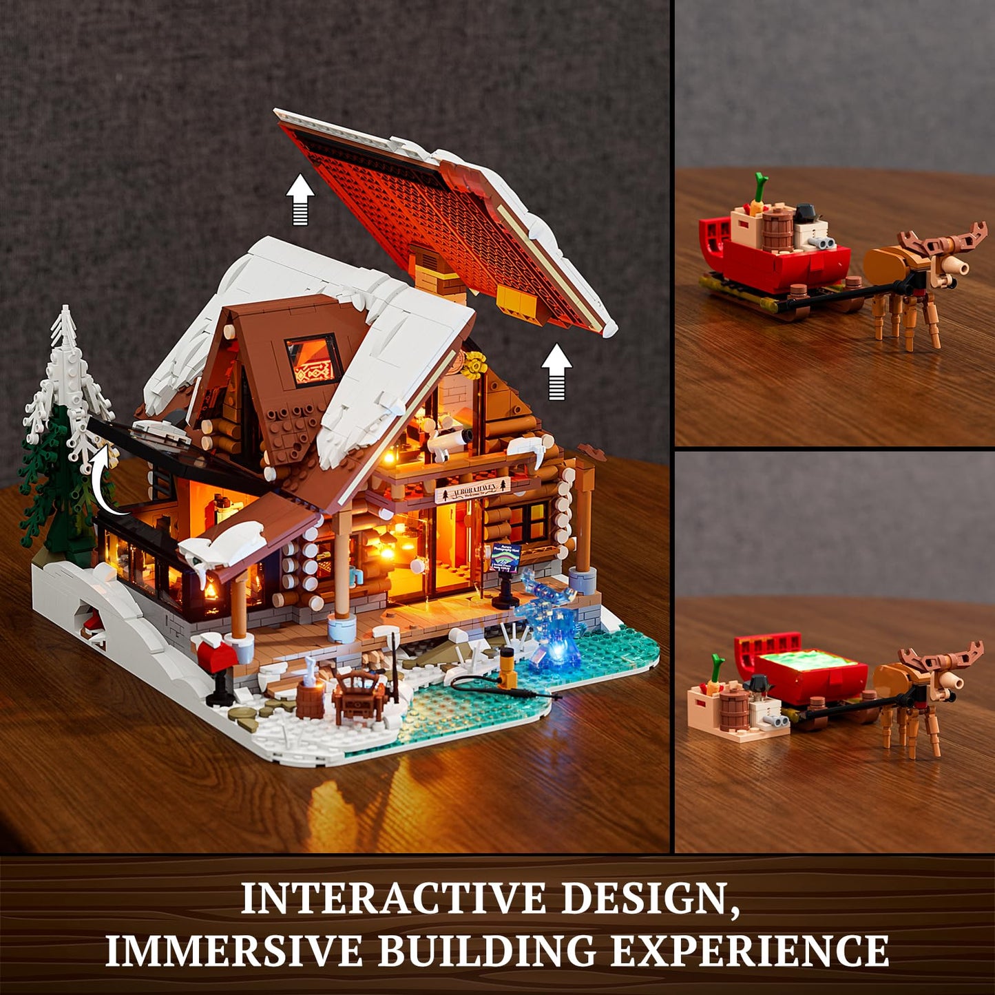 Lumibricks Aurora-Cabin LED Lighting Building Set – 2,425 Pieces Arctic Lodge
