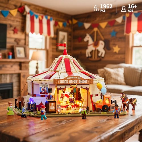 Lumibricks Travelling Circus Lighting Building-Bricks Set – The Wild West Show (1962 Pcs) for Adults & West Lovers